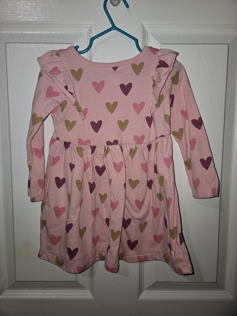 Garanimals Pink Heart Ruffle-Shoulder Long-Sleeve Dress